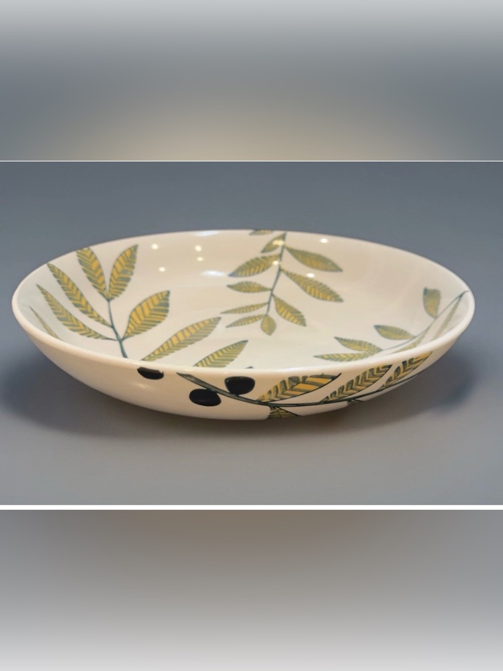 West Elm Collectors Edition Sam Kalda Botanical Olive Branch 14” Serving Bowl